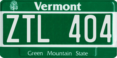VT license plate ZTL404
