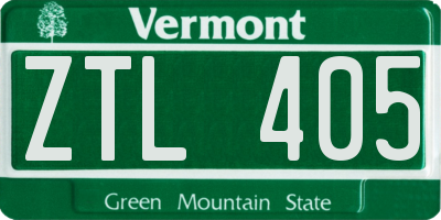 VT license plate ZTL405