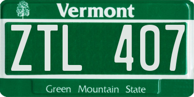 VT license plate ZTL407