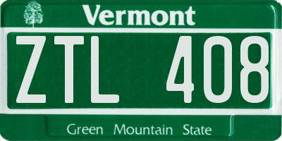 VT license plate ZTL408
