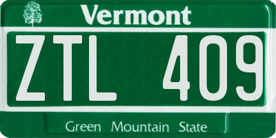 VT license plate ZTL409