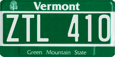 VT license plate ZTL410