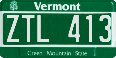 VT license plate ZTL413