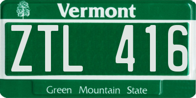 VT license plate ZTL416