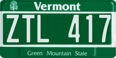 VT license plate ZTL417