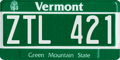 VT license plate ZTL421