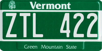 VT license plate ZTL422
