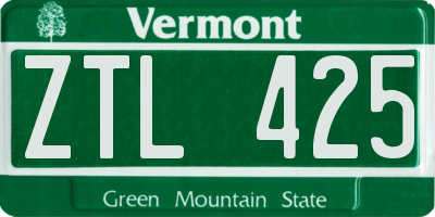 VT license plate ZTL425