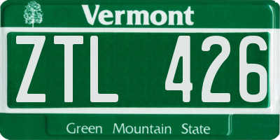 VT license plate ZTL426