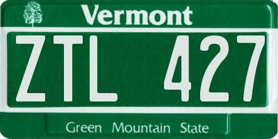 VT license plate ZTL427