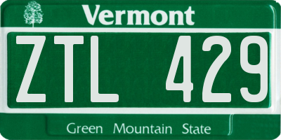 VT license plate ZTL429