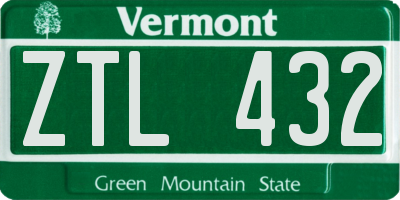 VT license plate ZTL432