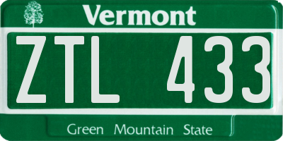 VT license plate ZTL433