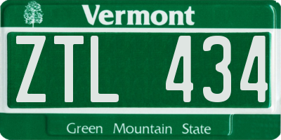 VT license plate ZTL434