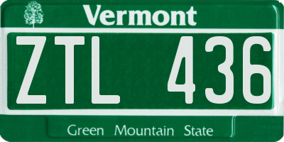 VT license plate ZTL436