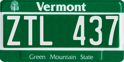 VT license plate ZTL437