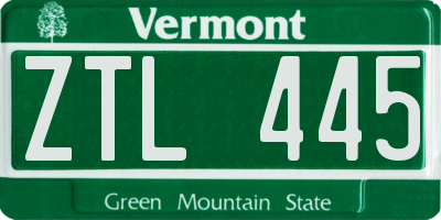 VT license plate ZTL445