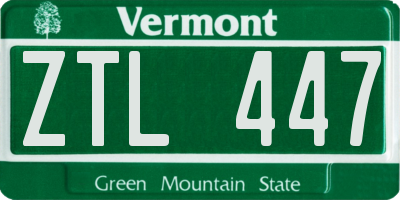 VT license plate ZTL447