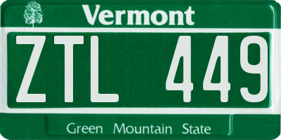 VT license plate ZTL449