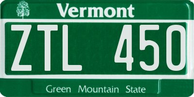 VT license plate ZTL450