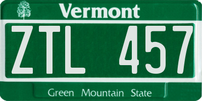 VT license plate ZTL457