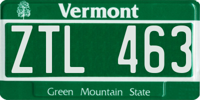 VT license plate ZTL463