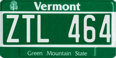 VT license plate ZTL464