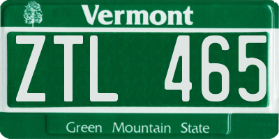 VT license plate ZTL465