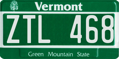 VT license plate ZTL468