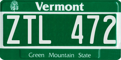 VT license plate ZTL472