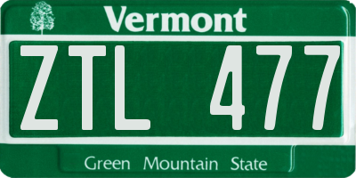 VT license plate ZTL477