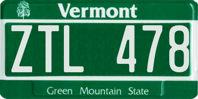 VT license plate ZTL478