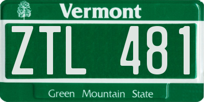 VT license plate ZTL481