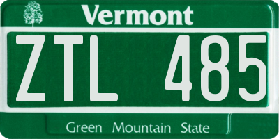 VT license plate ZTL485