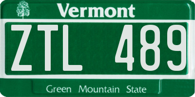 VT license plate ZTL489