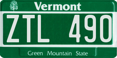 VT license plate ZTL490