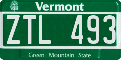 VT license plate ZTL493