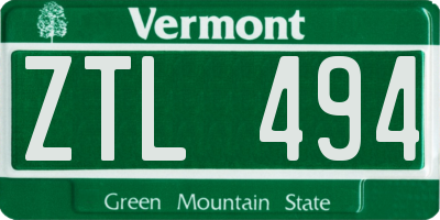 VT license plate ZTL494