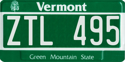 VT license plate ZTL495