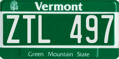 VT license plate ZTL497