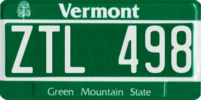 VT license plate ZTL498