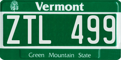 VT license plate ZTL499