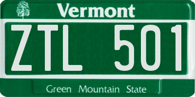 VT license plate ZTL501