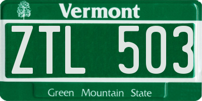 VT license plate ZTL503
