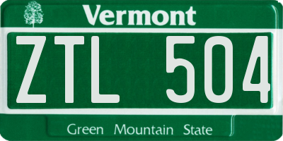 VT license plate ZTL504