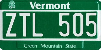 VT license plate ZTL505