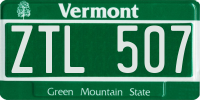 VT license plate ZTL507