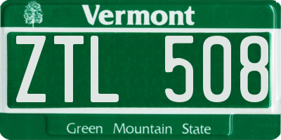 VT license plate ZTL508