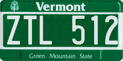 VT license plate ZTL512