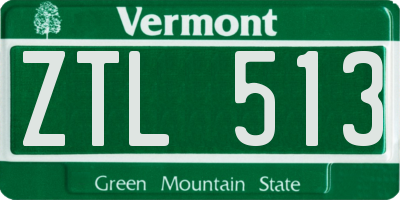 VT license plate ZTL513